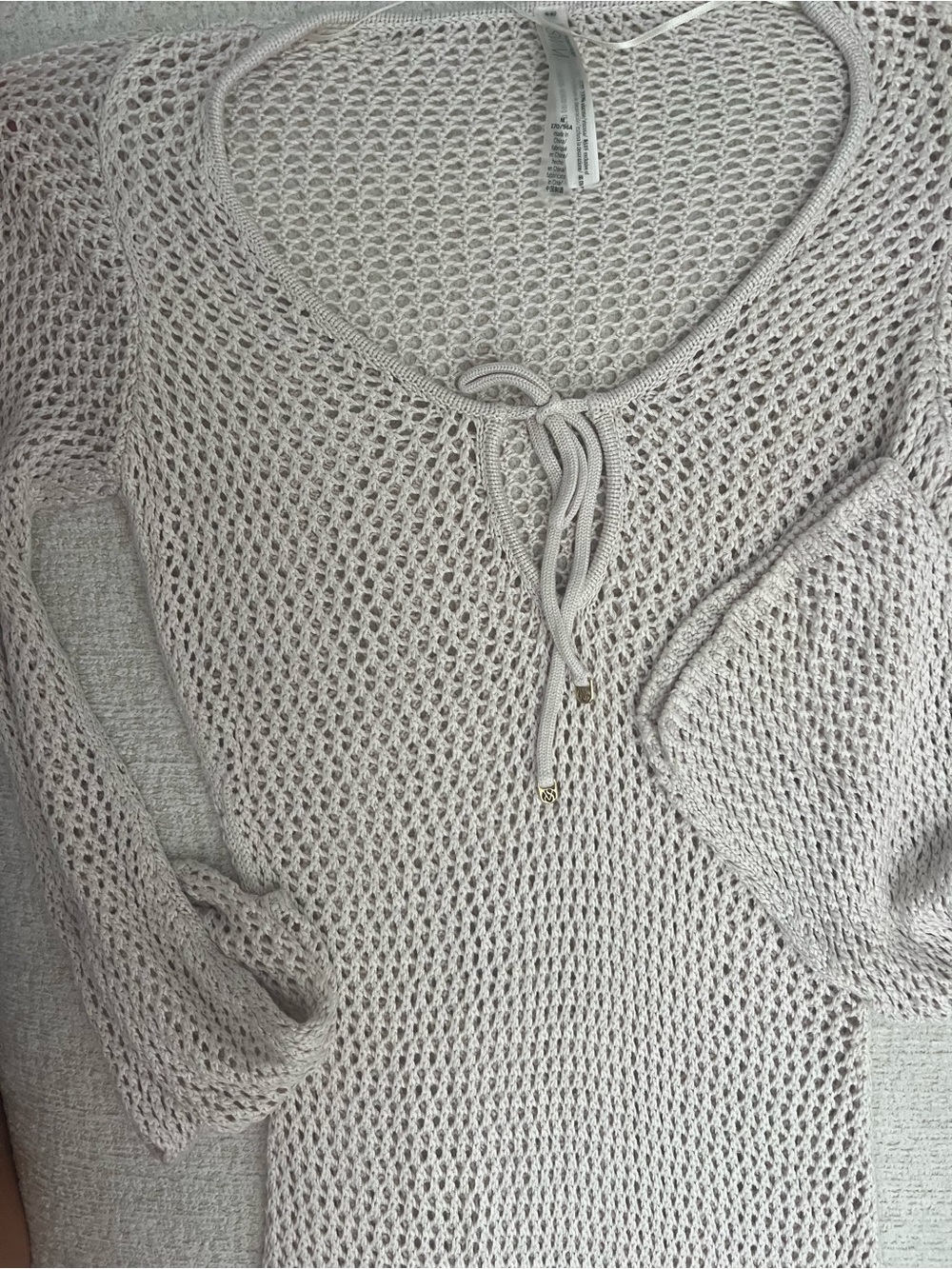 Victoria's Secret Beachwea Coverup Crochet Long Sleeve Mini Dress in Pearl White - Picture 6 of 8